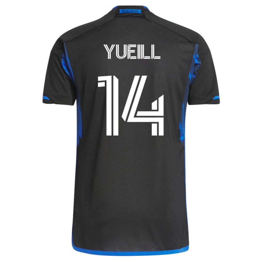 Mujer Camiseta Jackson Yueill #14 Azul Negro 1ª Equipación 2023/24 La Camisa