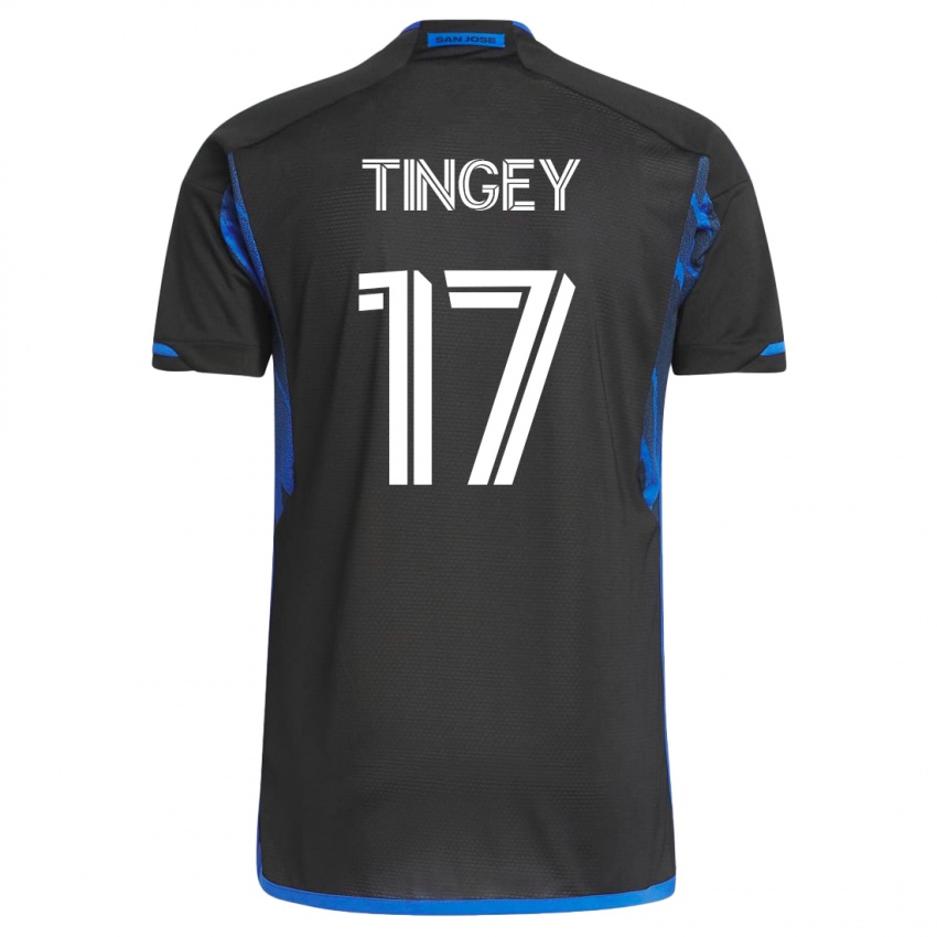 Mujer Camiseta Keegan Tingey #17 Azul Negro 1ª Equipación 2023/24 La Camisa