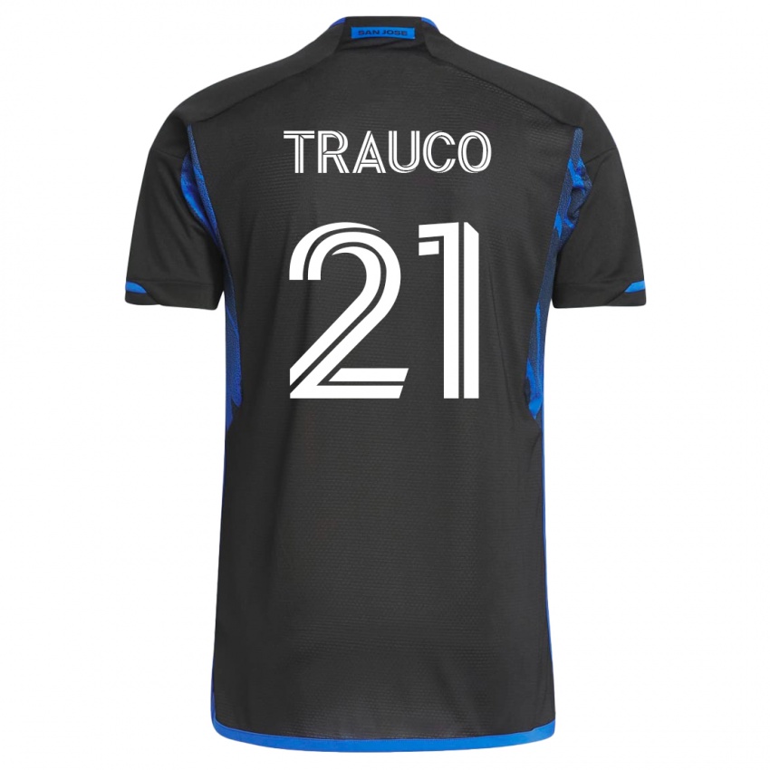 Mujer Camiseta Miguel Trauco #21 Azul Negro 1ª Equipación 2023/24 La Camisa