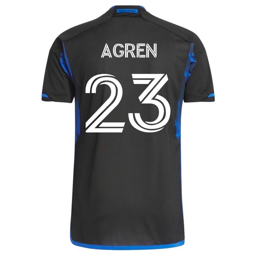 Mujer Camiseta Oskar Agren #23 Azul Negro 1ª Equipación 2023/24 La Camisa