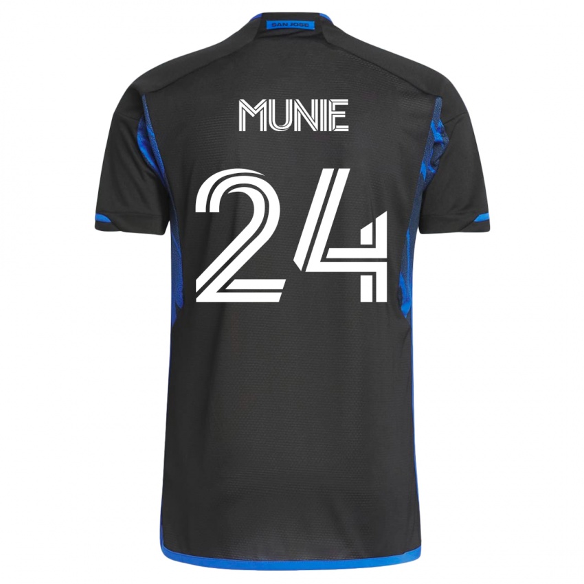Mujer Camiseta Daniel Munie #24 Azul Negro 1ª Equipación 2023/24 La Camisa