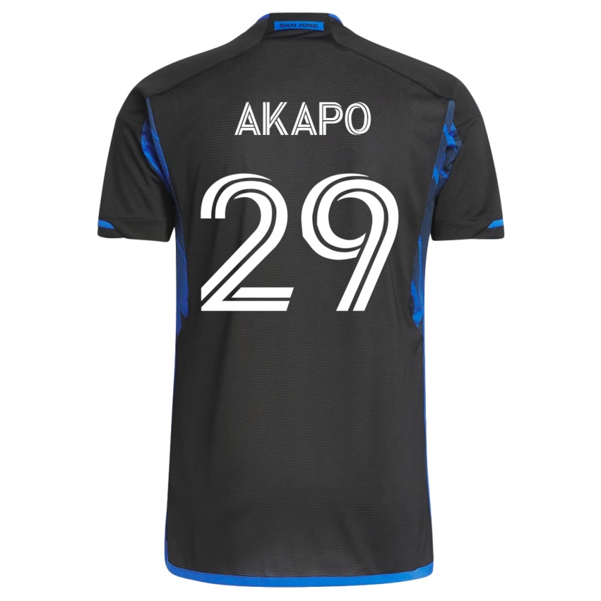 Mujer Camiseta Carlos Akapo #29 Azul Negro 1ª Equipación 2023/24 La Camisa