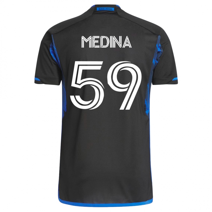 Mujer Camiseta Cruz Medina #59 Azul Negro 1ª Equipación 2023/24 La Camisa