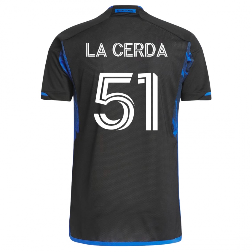 Mujer Camiseta Eric De La Cerda #51 Azul Negro 1ª Equipación 2023/24 La Camisa