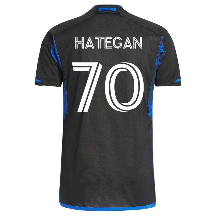 Mujer Camiseta Roberto Hategan #70 Azul Negro 1ª Equipación 2023/24 La Camisa