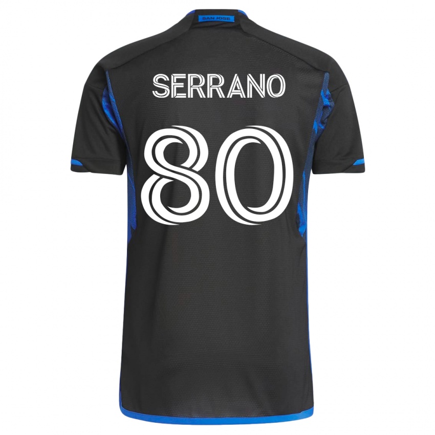 Mujer Camiseta David Serrano #80 Azul Negro 1ª Equipación 2023/24 La Camisa