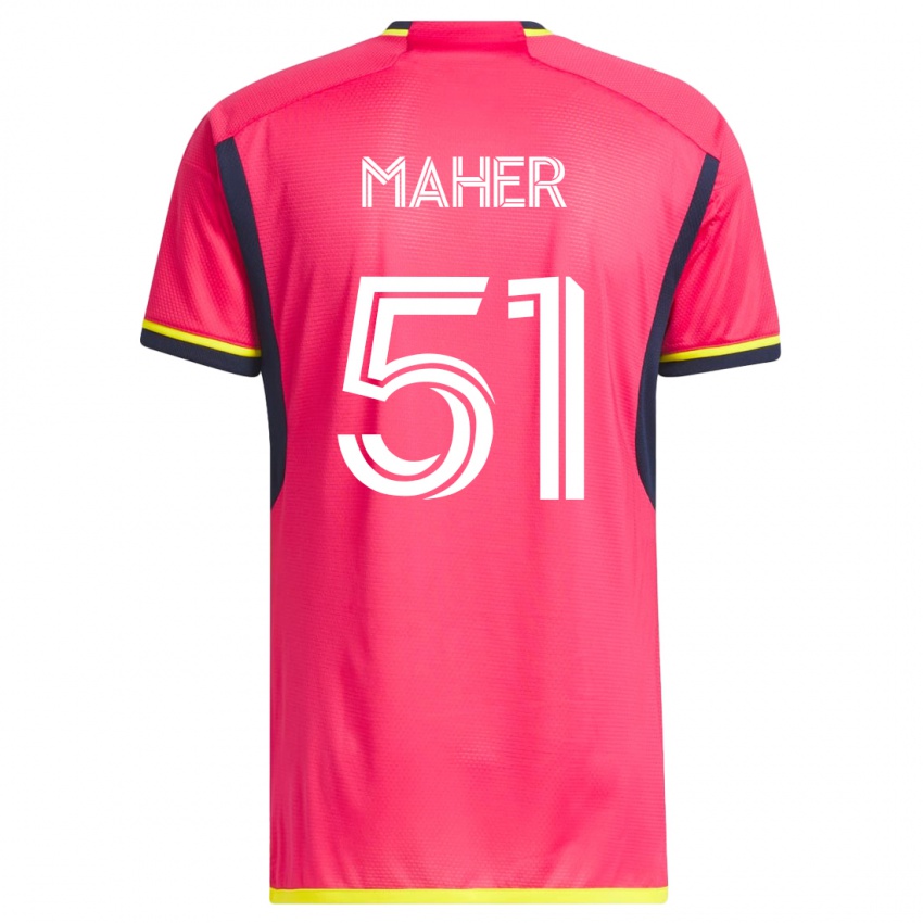 Mujer Camiseta Josh Maher #51 Rosa 1ª Equipación 2023/24 La Camisa