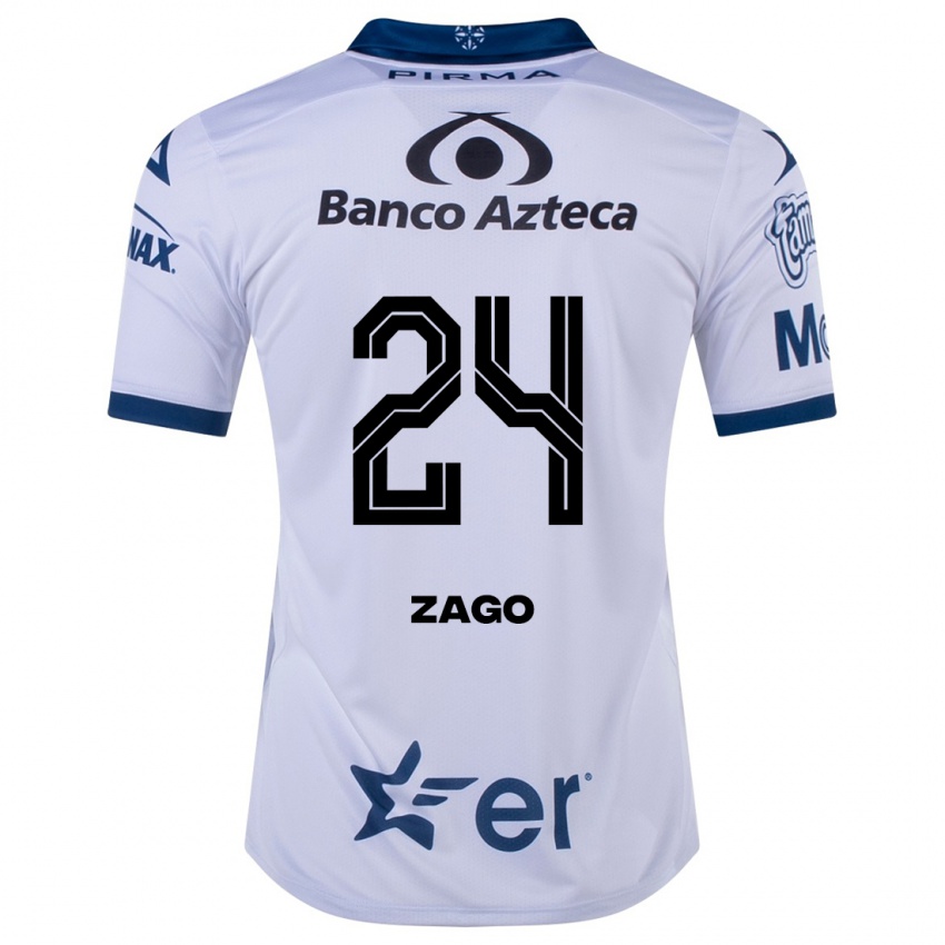 Mujer Camiseta Diego Zago #24 Blanco 1ª Equipación 2023/24 La Camisa