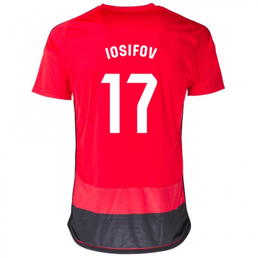 Mujer Camiseta Nikita Iosifov #17 Negro Rojo 1ª Equipación 2023/24 La Camisa