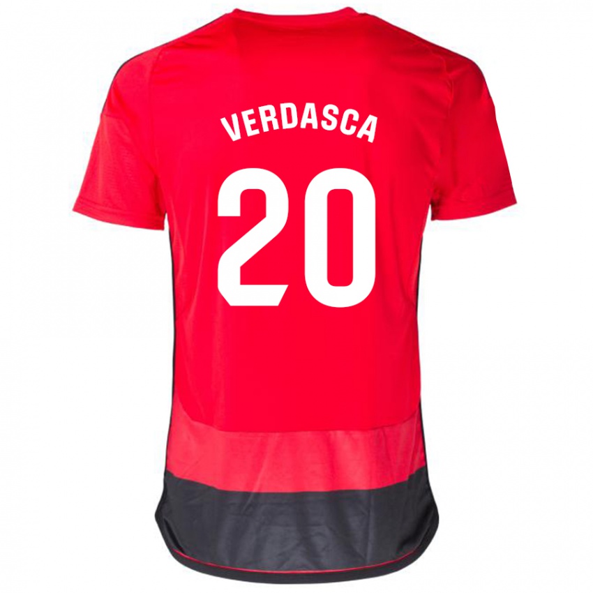 Mujer Camiseta Diogo Verdasca #20 Negro Rojo 1ª Equipación 2023/24 La Camisa