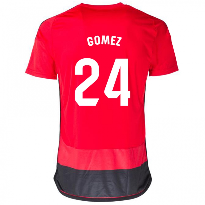 Mujer Camiseta Jonathan Gómez #24 Negro Rojo 1ª Equipación 2023/24 La Camisa