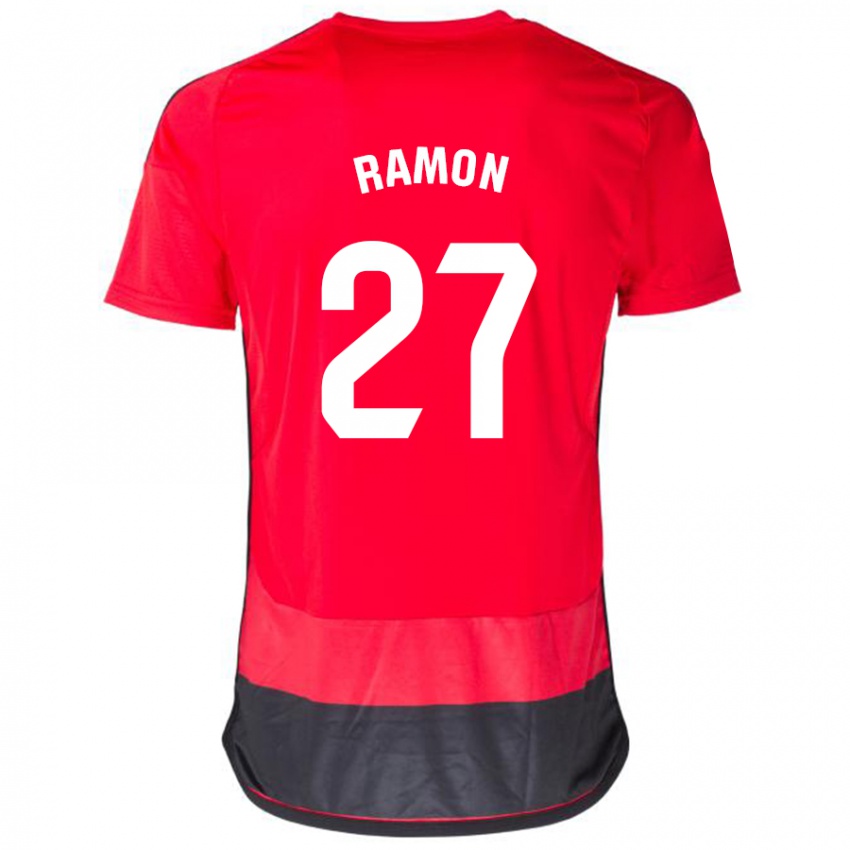 Mujer Camiseta Pablo Ramón #27 Negro Rojo 1ª Equipación 2023/24 La Camisa