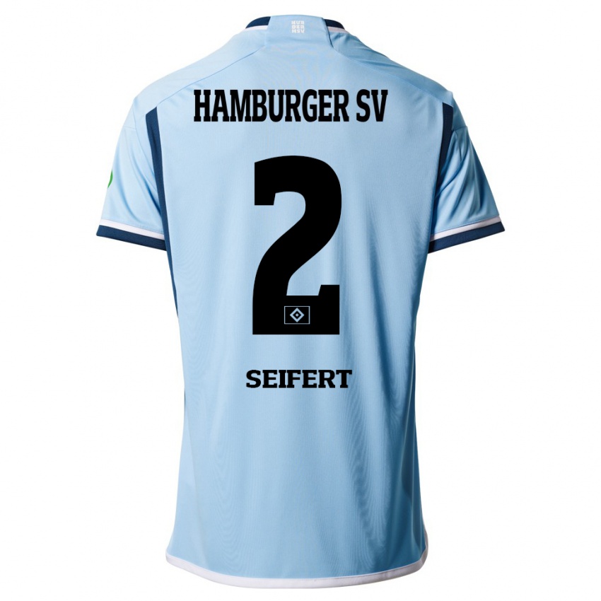 Mujer Camiseta Luis Seifert #2 Azul 2ª Equipación 2023/24 La Camisa