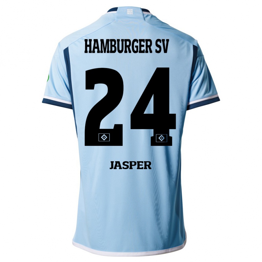 Mujer Camiseta Jan-Lukas Jasper #24 Azul 2ª Equipación 2023/24 La Camisa