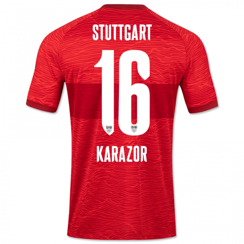 Mujer Camiseta Atakan Karazor #16 Rojo 2ª Equipación 2023/24 La Camisa