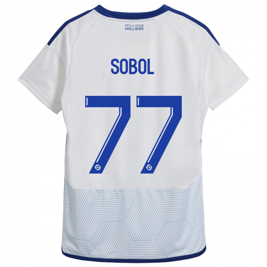 Mujer Camiseta Eduard Sobol #77 Blanco 2ª Equipación 2023/24 La Camisa