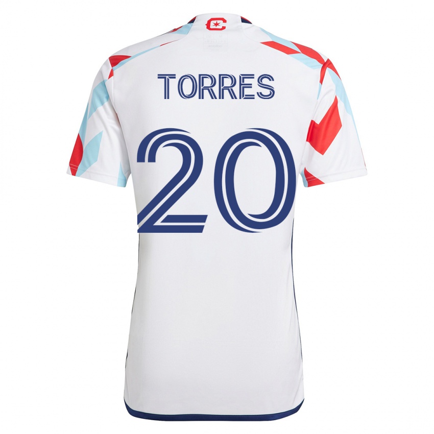 Mujer Camiseta Jairo Torres #20 Blanco Azul 2ª Equipación 2023/24 La Camisa