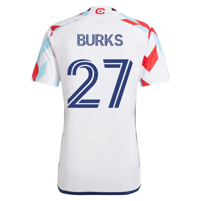 Mujer Camiseta Kendall Burks #27 Blanco Azul 2ª Equipación 2023/24 La Camisa