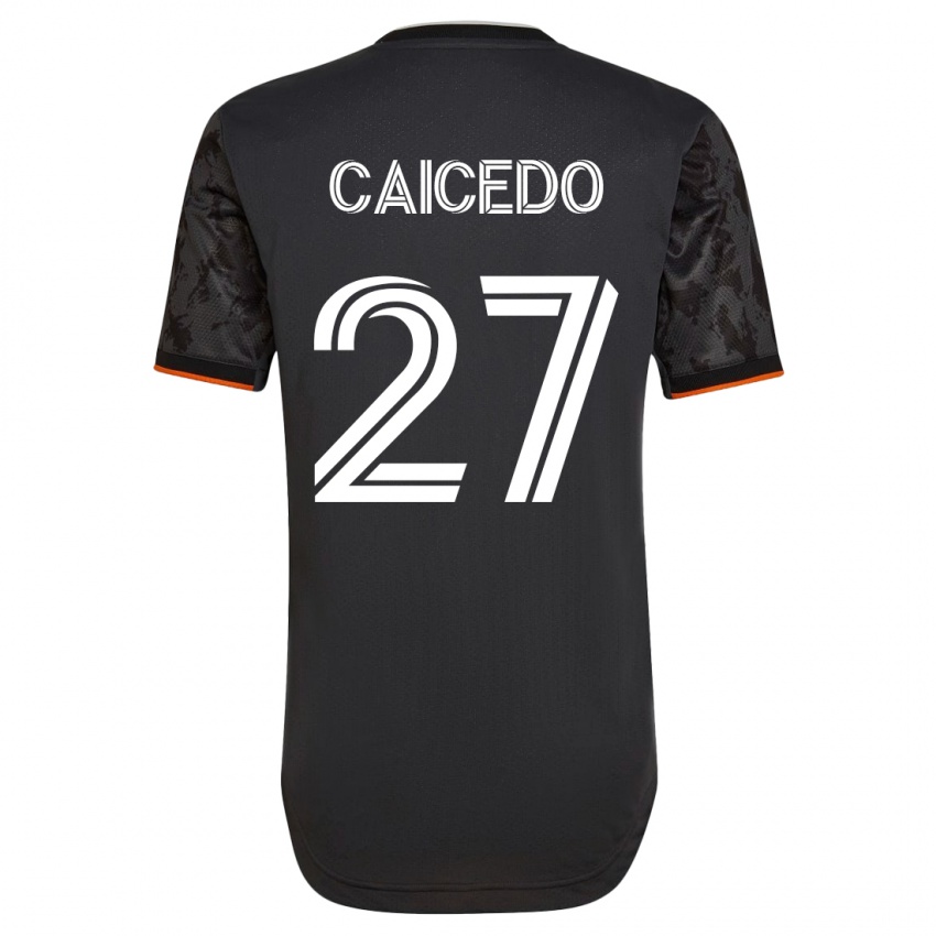 Mujer Camiseta Luis Caicedo #27 Negro 2ª Equipación 2023/24 La Camisa