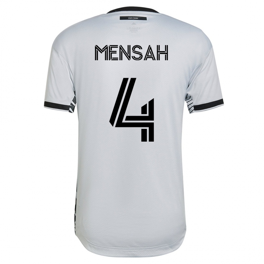 Mujer Camiseta Jonathan Mensah #4 Blanco 2ª Equipación 2023/24 La Camisa
