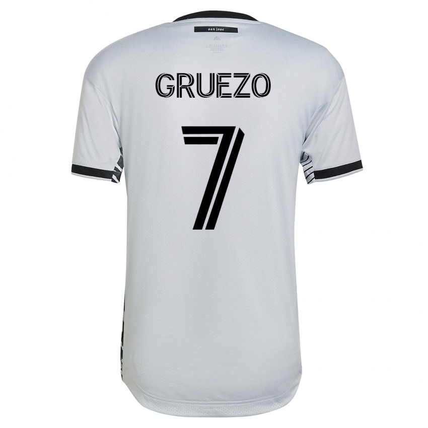 Mujer Camiseta Carlos Gruezo #7 Blanco 2ª Equipación 2023/24 La Camisa