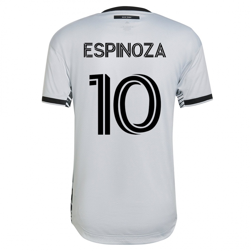 Mujer Camiseta Cristian Espinoza #10 Blanco 2ª Equipación 2023/24 La Camisa