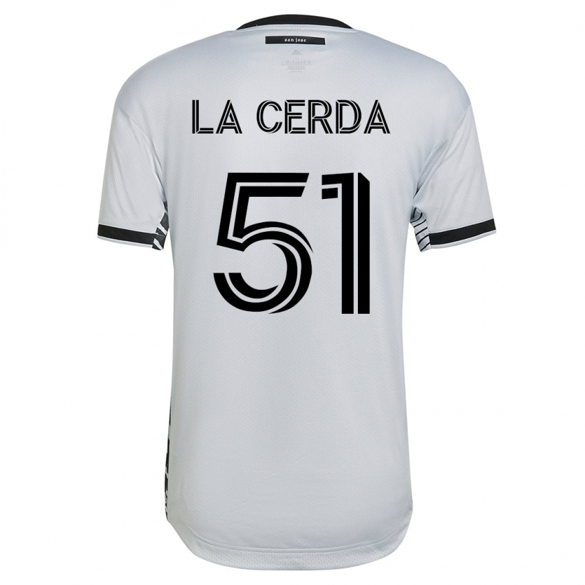 Mujer Camiseta Eric De La Cerda #51 Blanco 2ª Equipación 2023/24 La Camisa