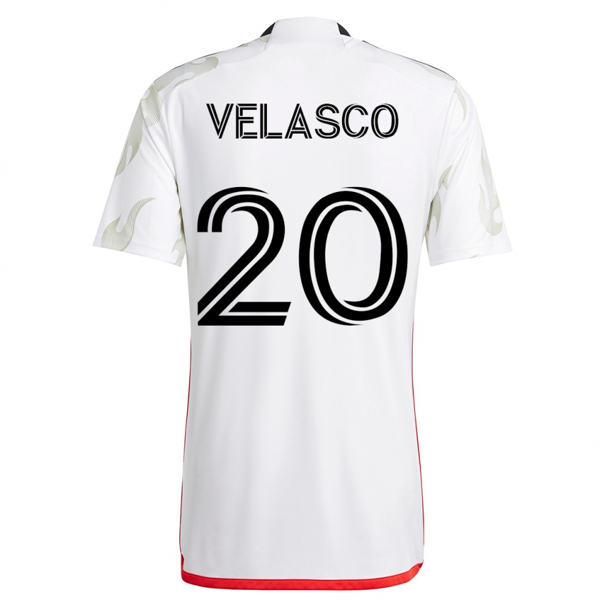 Mujer Camiseta Alan Velasco #20 Blanco 2ª Equipación 2023/24 La Camisa