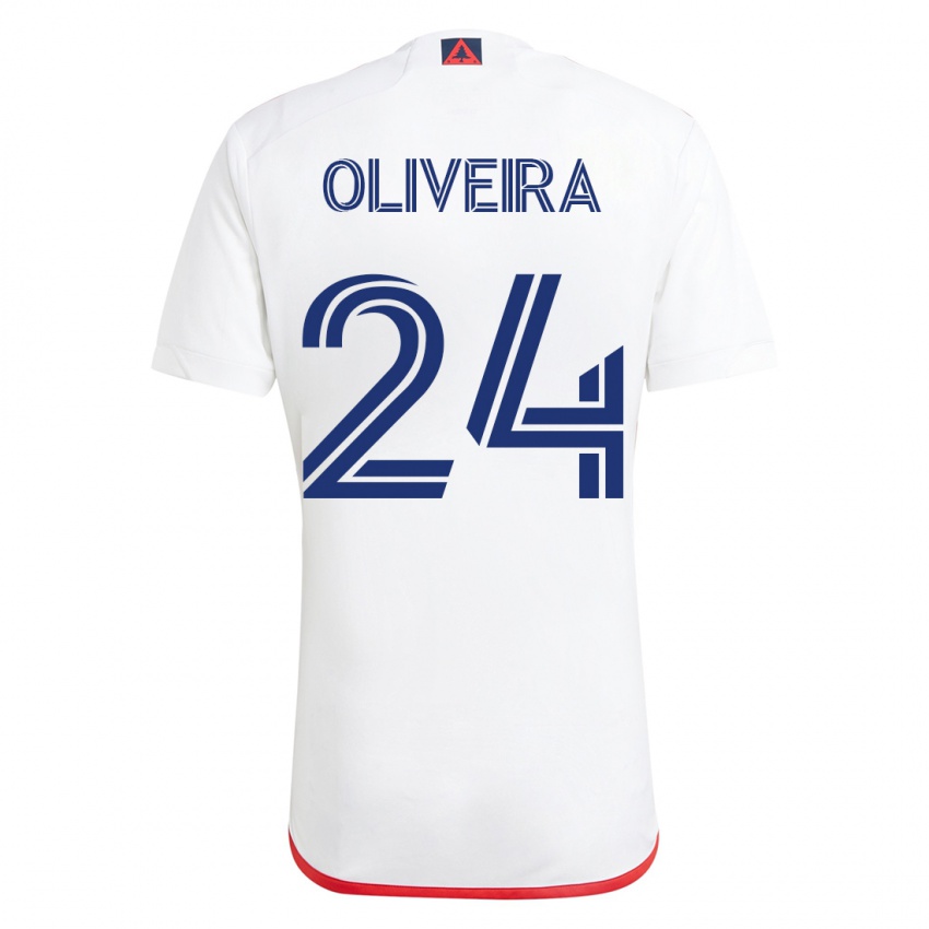 Mujer Camiseta Cristiano Oliveira #24 Blanco Rojo 2ª Equipación 2023/24 La Camisa
