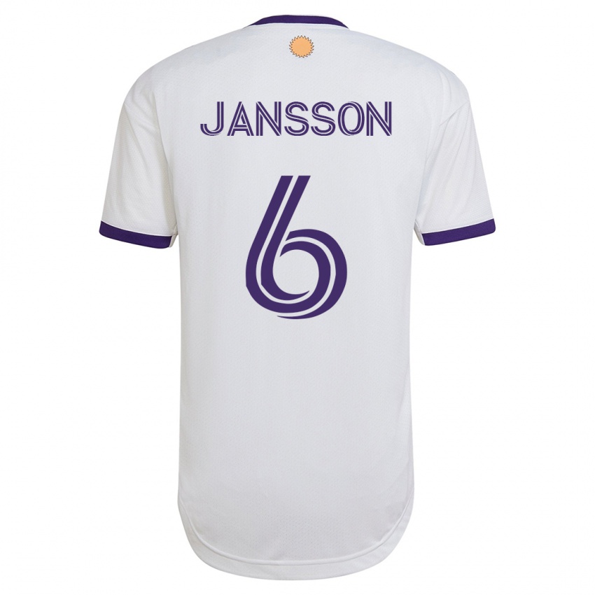 Mujer Camiseta Robin Jansson #6 Blanco 2ª Equipación 2023/24 La Camisa
