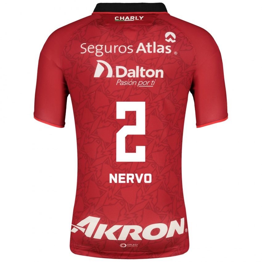 Mujer Camiseta Hugo Nervo #2 Rojo 2ª Equipación 2023/24 La Camisa