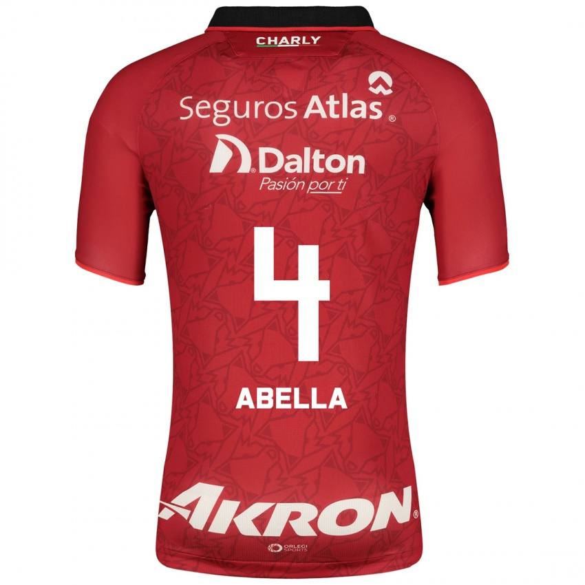 Mujer Camiseta José Abella #4 Rojo 2ª Equipación 2023/24 La Camisa