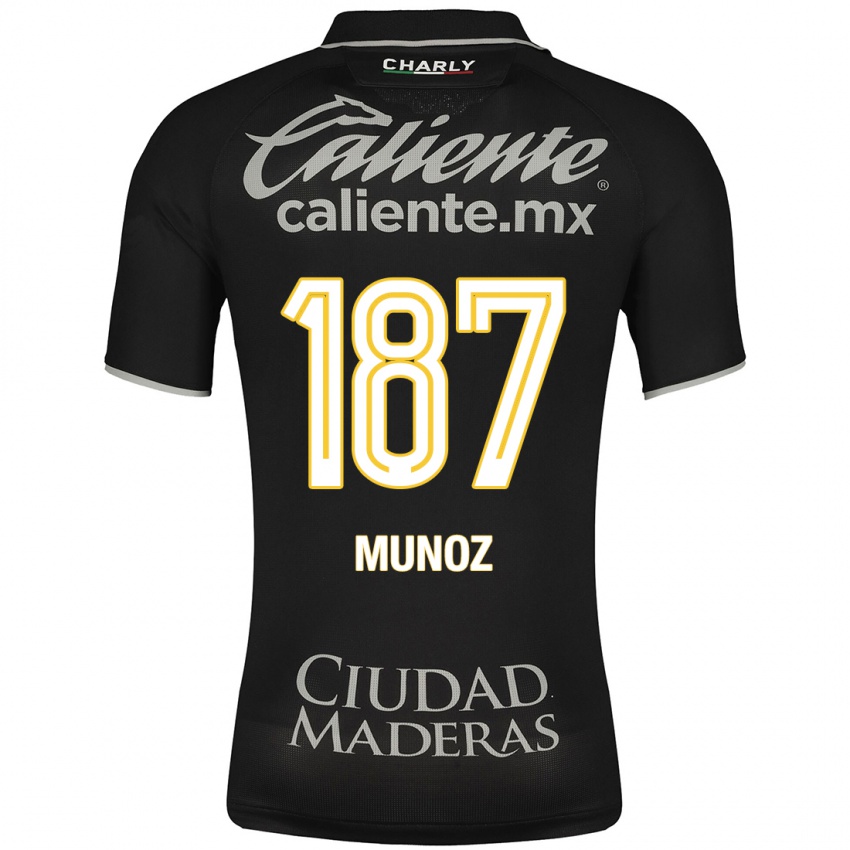 Mujer Camiseta Diego Muñoz #187 Negro 2ª Equipación 2023/24 La Camisa