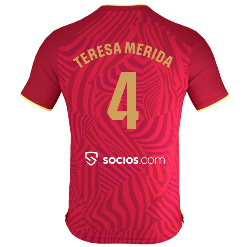 Mujer Camiseta Teresa Merida #4 Rojo 2ª Equipación 2023/24 La Camisa