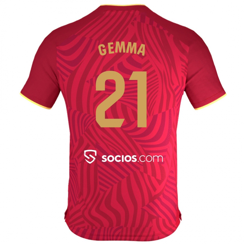 Mujer Camiseta Gemma Gili Giner #21 Rojo 2ª Equipación 2023/24 La Camisa