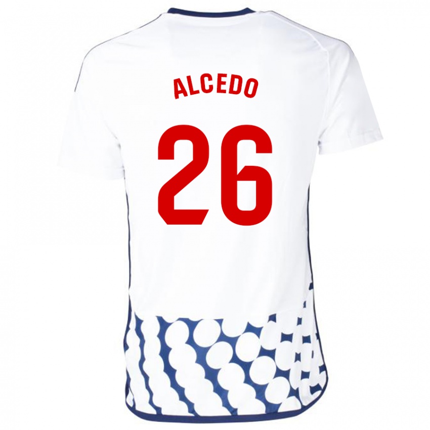 Mujer Camiseta Juan María Alcedo #26 Blanco 2ª Equipación 2023/24 La Camisa