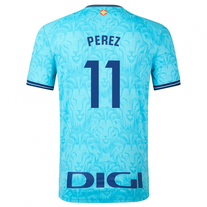 Mujer Camiseta Adrián Pérez #11 Cielo Azul 2ª Equipación 2023/24 La Camisa