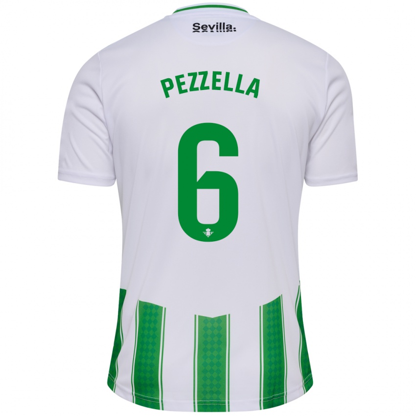Niño Camiseta Germán Pezzella #6 Blanco 1ª Equipación 2023/24 La Camisa