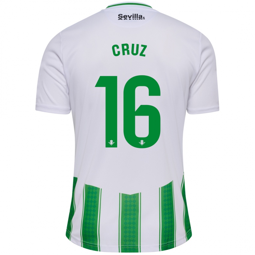 Niño Camiseta Juan Cruz #16 Blanco 1ª Equipación 2023/24 La Camisa