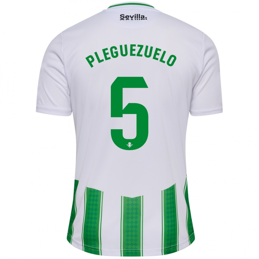 Niño Camiseta Xavi Pleguezuelo #5 Blanco 1ª Equipación 2023/24 La Camisa