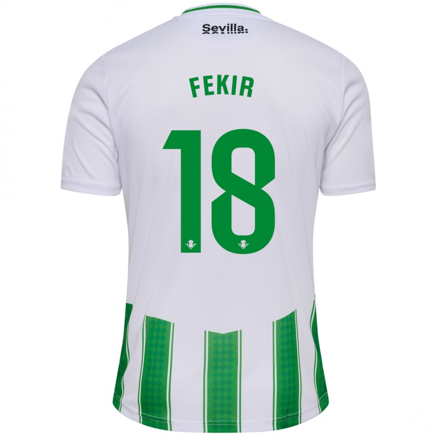Niño Camiseta Yassin Fekir #18 Blanco 1ª Equipación 2023/24 La Camisa
