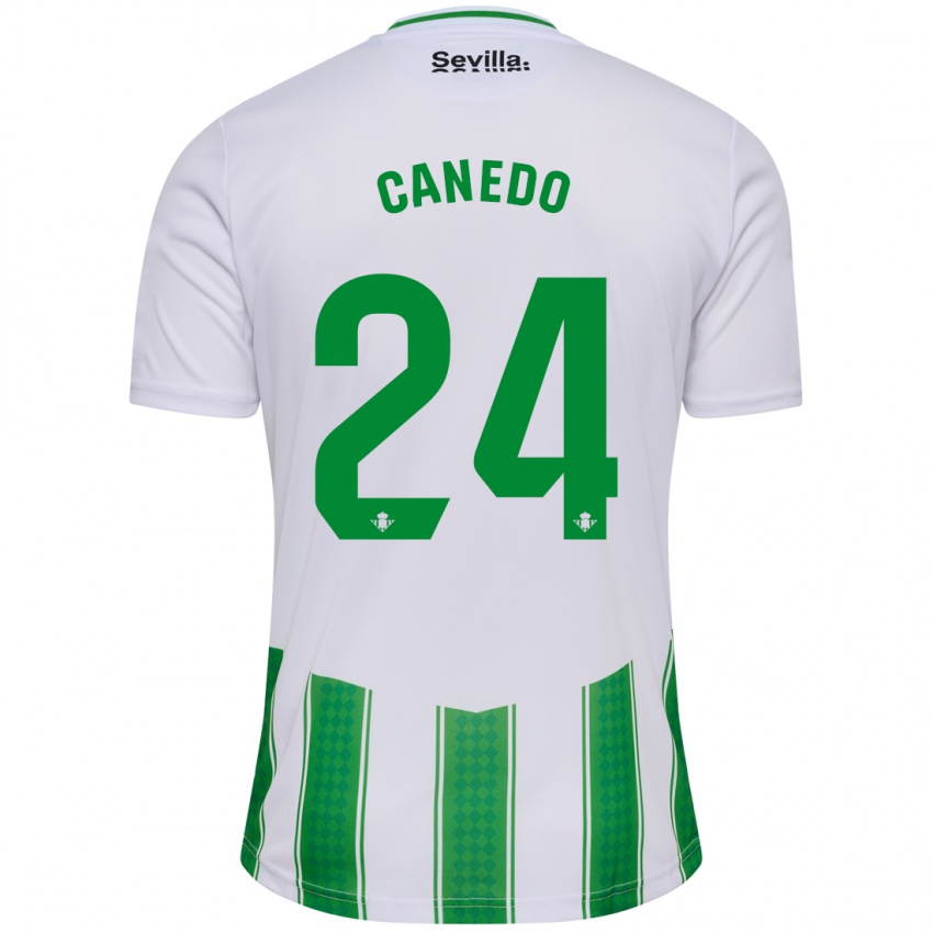 Niño Camiseta Damián Canedo #24 Blanco 1ª Equipación 2023/24 La Camisa