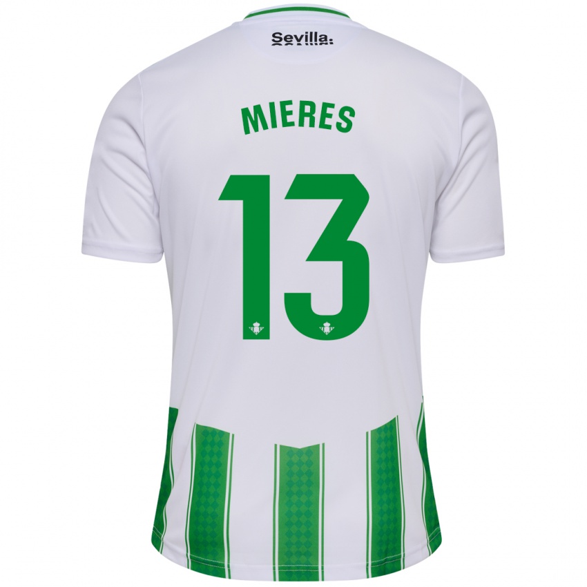 Niño Camiseta Malena Mieres García #13 Blanco 1ª Equipación 2023/24 La Camisa