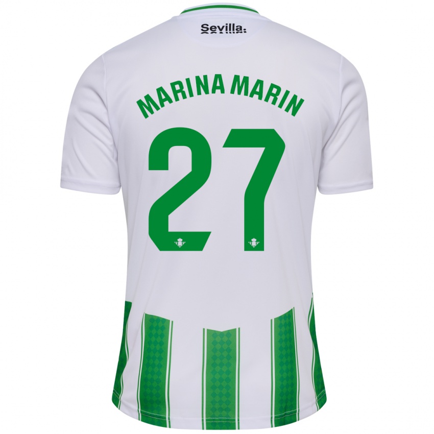 Niño Camiseta Marina Marín #27 Blanco 1ª Equipación 2023/24 La Camisa