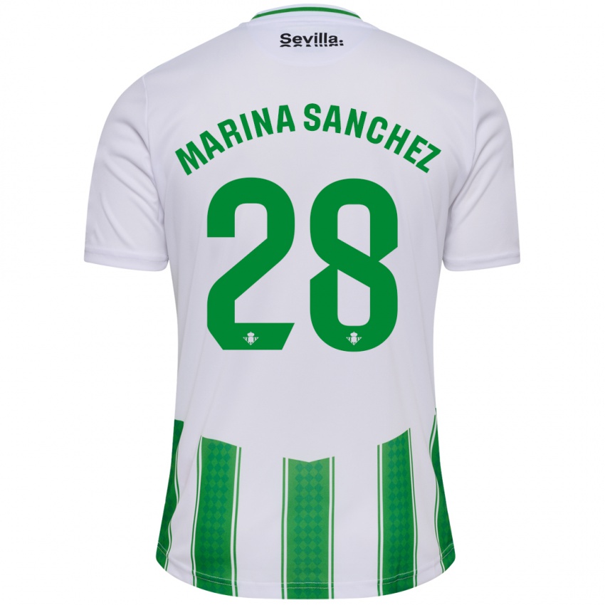 Niño Camiseta Marina Sánchez #28 Blanco 1ª Equipación 2023/24 La Camisa