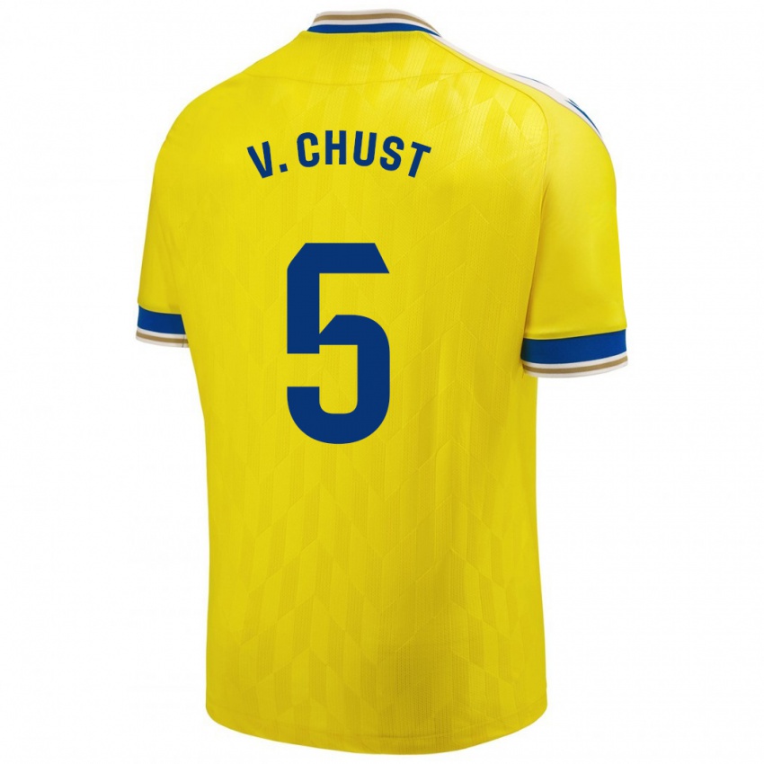 Niño Camiseta Victor Chust #5 Amarillo 1ª Equipación 2023/24 La Camisa