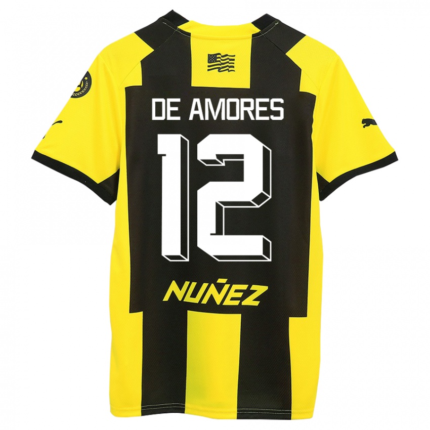 Niño Camiseta Guillermo De Amores #12 Amarillo Negro 1ª Equipación 2023/24 La Camisa