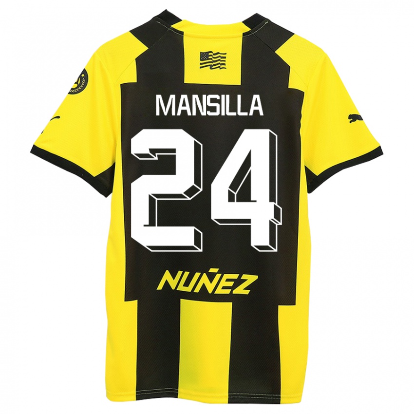 Niño Camiseta Brian Mansilla #24 Amarillo Negro 1ª Equipación 2023/24 La Camisa