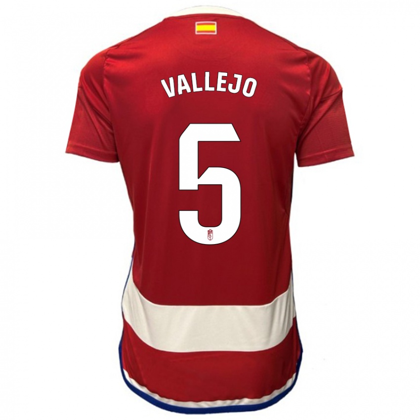 Niño Camiseta Jesus Vallejo #5 Rojo 1ª Equipación 2023/24 La Camisa
