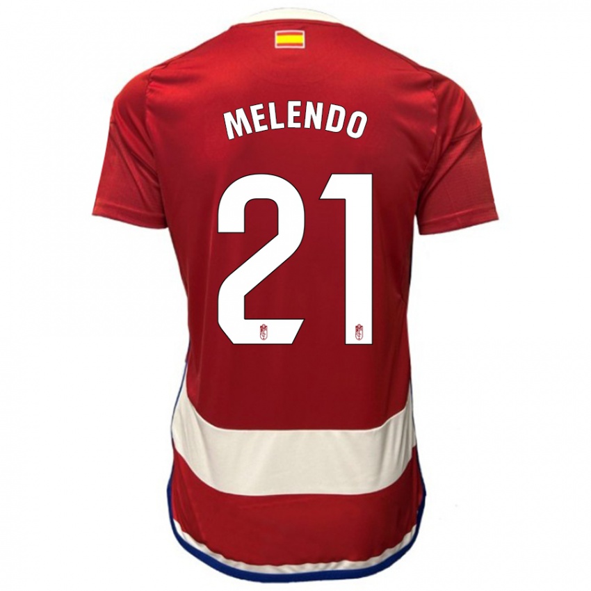 Niño Camiseta Óscar Melendo #21 Rojo 1ª Equipación 2023/24 La Camisa